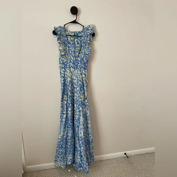 Sika Efe Maxi Dress Women’s Blue White Yellow Floral Size 2